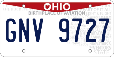 OH license plate GNV9727
