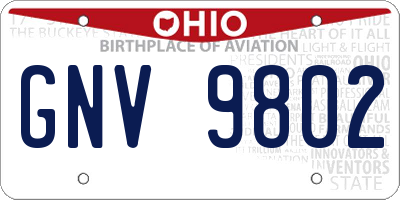 OH license plate GNV9802