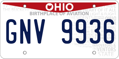 OH license plate GNV9936