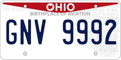 OH license plate GNV9992