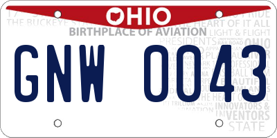 OH license plate GNW0043