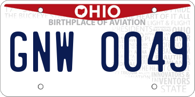OH license plate GNW0049