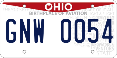 OH license plate GNW0054