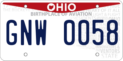 OH license plate GNW0058