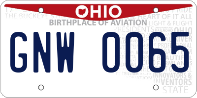 OH license plate GNW0065