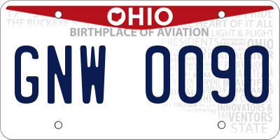 OH license plate GNW0090