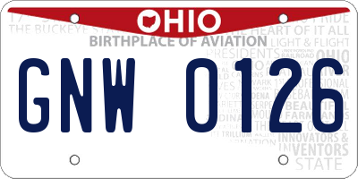 OH license plate GNW0126