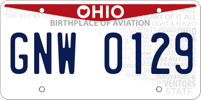 OH license plate GNW0129