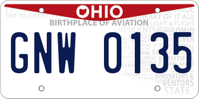 OH license plate GNW0135