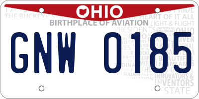 OH license plate GNW0185