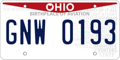 OH license plate GNW0193