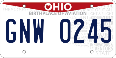 OH license plate GNW0245