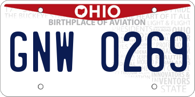 OH license plate GNW0269