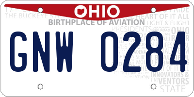 OH license plate GNW0284