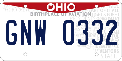 OH license plate GNW0332