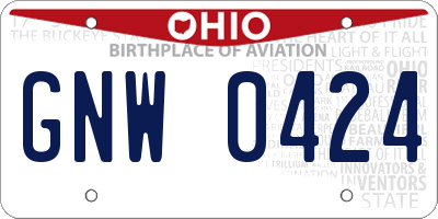 OH license plate GNW0424
