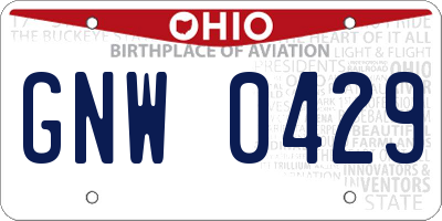 OH license plate GNW0429