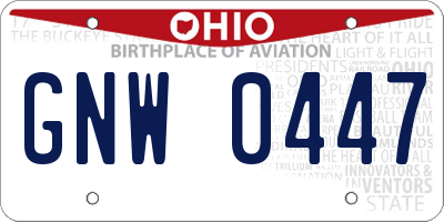 OH license plate GNW0447