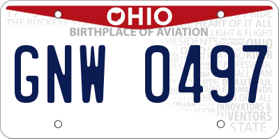 OH license plate GNW0497