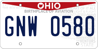 OH license plate GNW0580