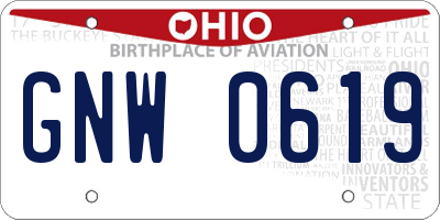 OH license plate GNW0619