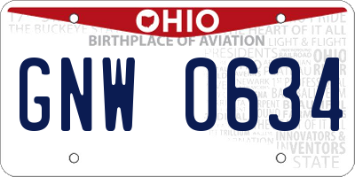 OH license plate GNW0634