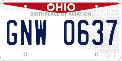 OH license plate GNW0637