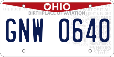 OH license plate GNW0640