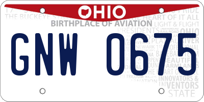 OH license plate GNW0675