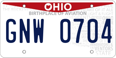 OH license plate GNW0704