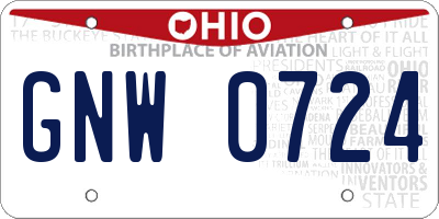 OH license plate GNW0724