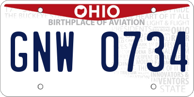 OH license plate GNW0734