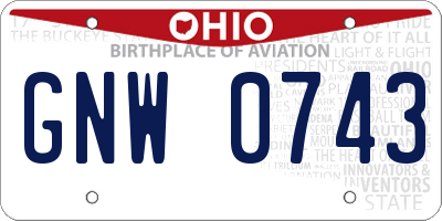 OH license plate GNW0743