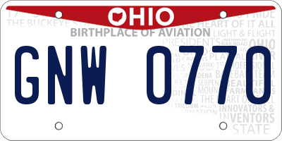 OH license plate GNW0770
