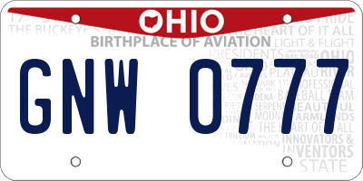 OH license plate GNW0777