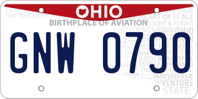 OH license plate GNW0790