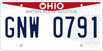OH license plate GNW0791