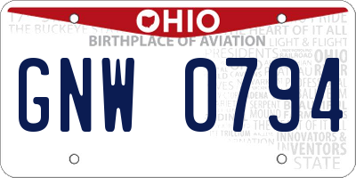 OH license plate GNW0794