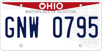 OH license plate GNW0795