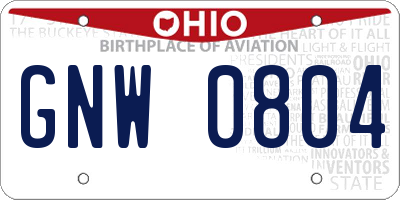 OH license plate GNW0804