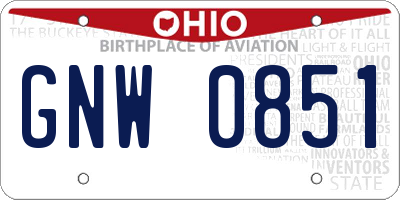 OH license plate GNW0851