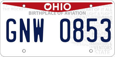 OH license plate GNW0853