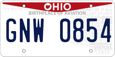 OH license plate GNW0854