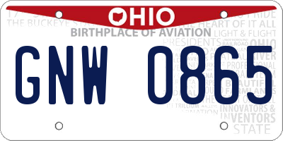 OH license plate GNW0865