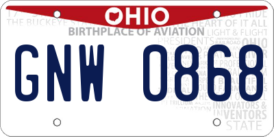 OH license plate GNW0868
