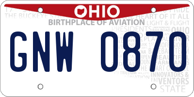 OH license plate GNW0870