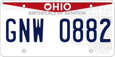 OH license plate GNW0882
