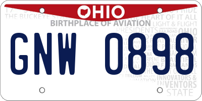 OH license plate GNW0898