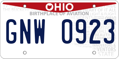 OH license plate GNW0923