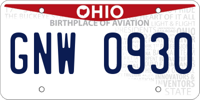 OH license plate GNW0930